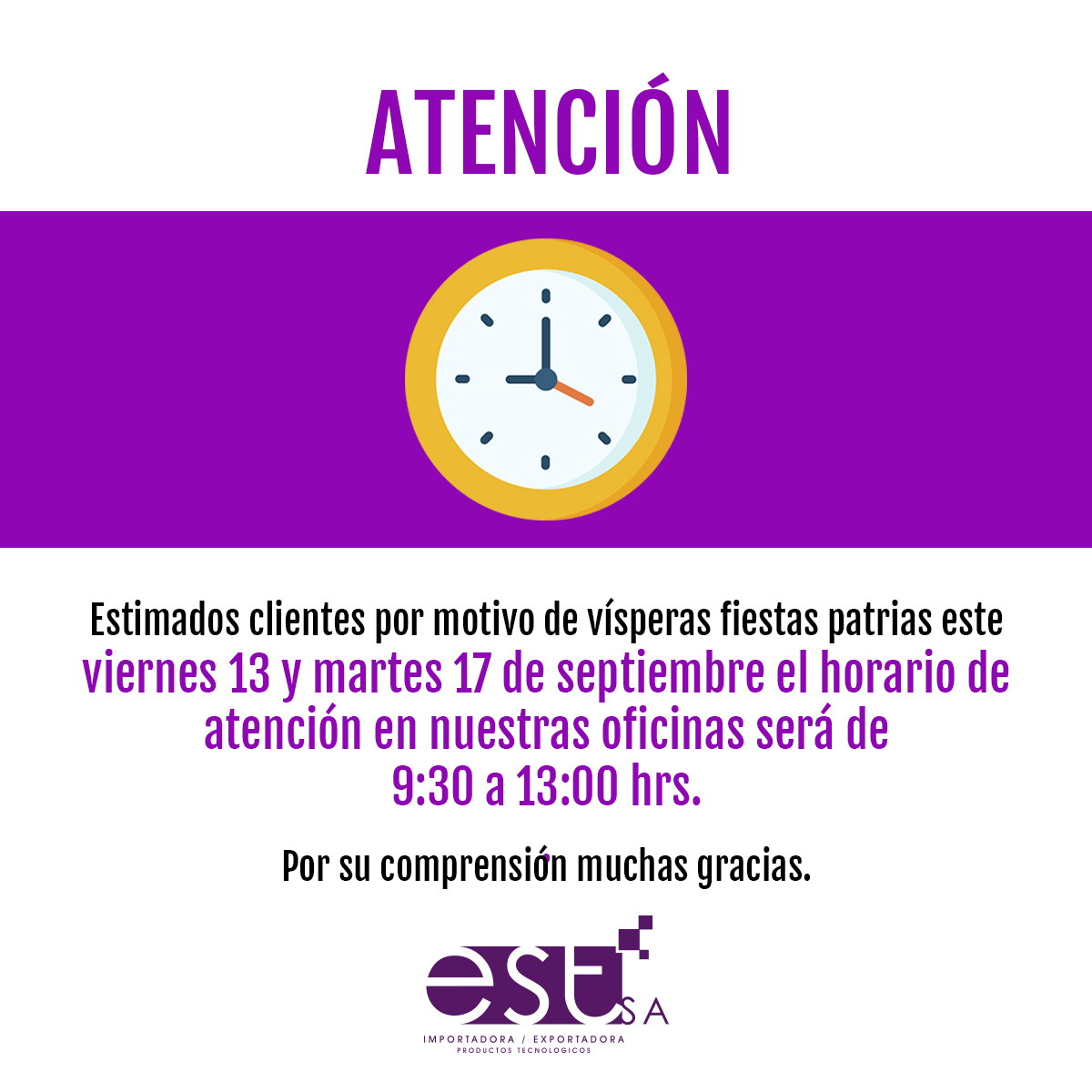 Horario septiembre